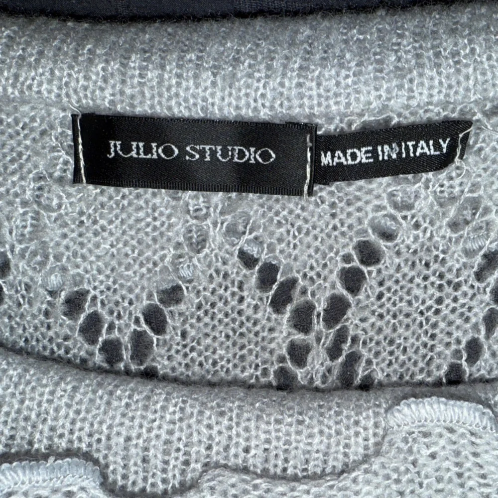 Julio Studio -Italy- Gray Cowl Neck Open Knit Women's Sweater, Medium